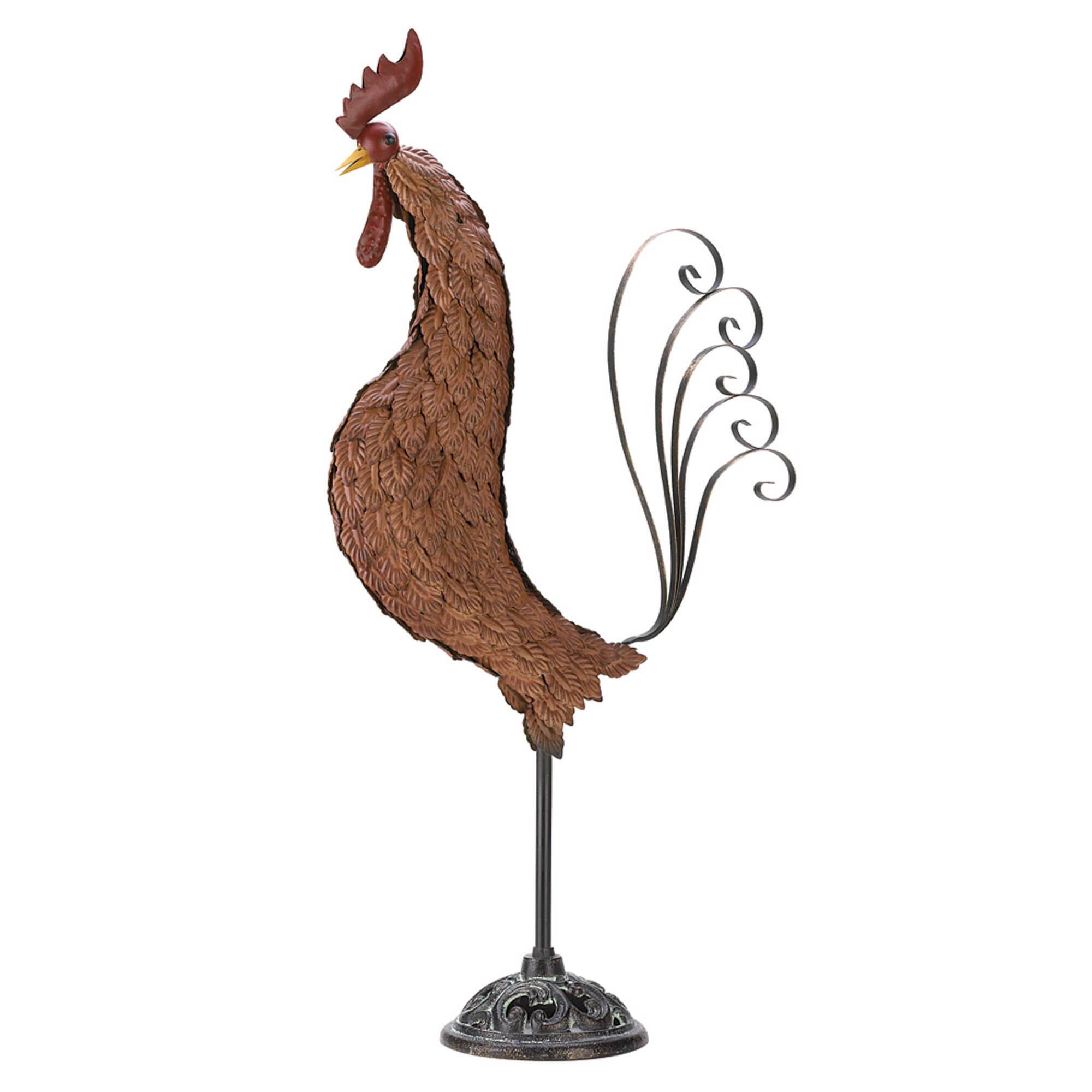 31" Metal Rooster Sculpture